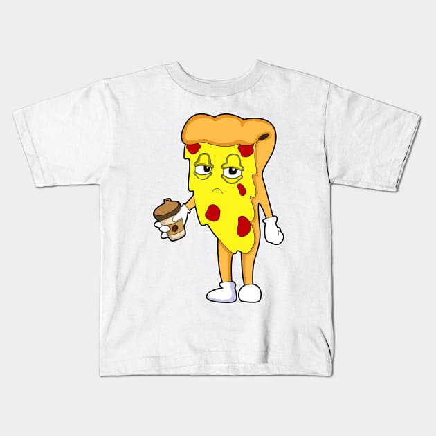 Pizza with Salami Cheese & Coffee Kids T-Shirt by Markus Schnabel